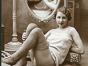 Real horny vintage girls posing in front of small mirror