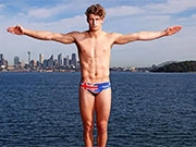 Gay Australian Olympic Diver Sam in his tiny uniform.